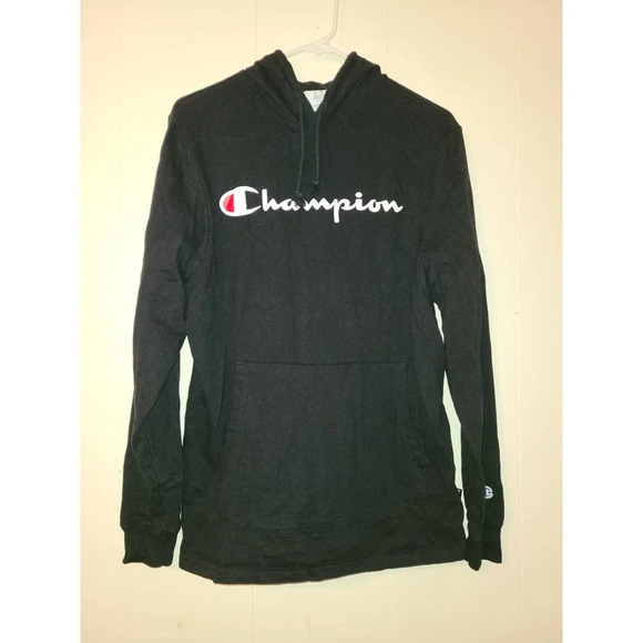 Champion Pullover Hoodie Men's Medium Black Graphic Logo Authentic (AC) - Picture 1 of 6